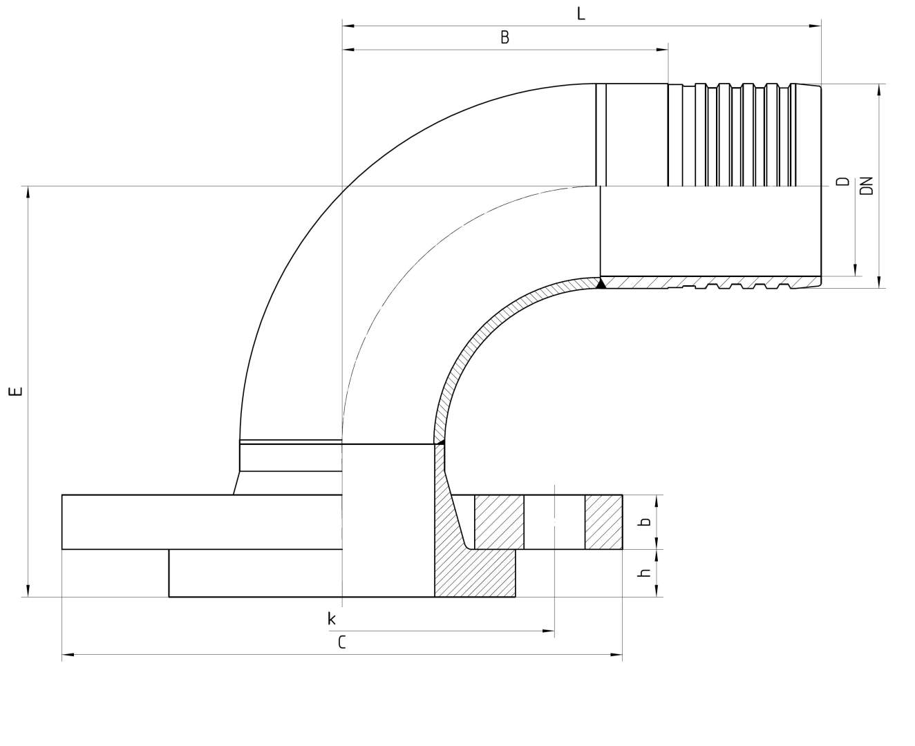 loose DIN flange 90°
