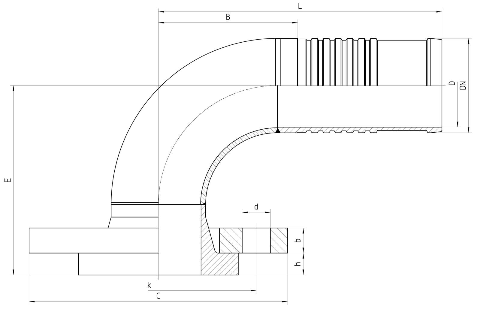 loose DIN flange 90°