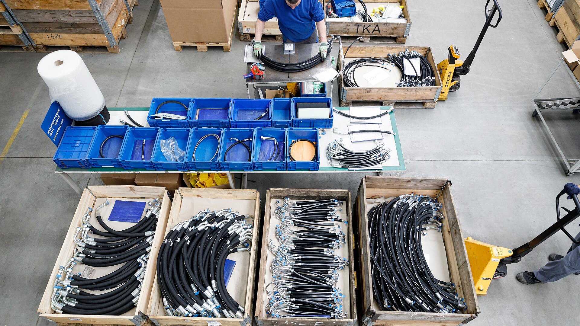 Versand packt Hydraulikschläuche ein