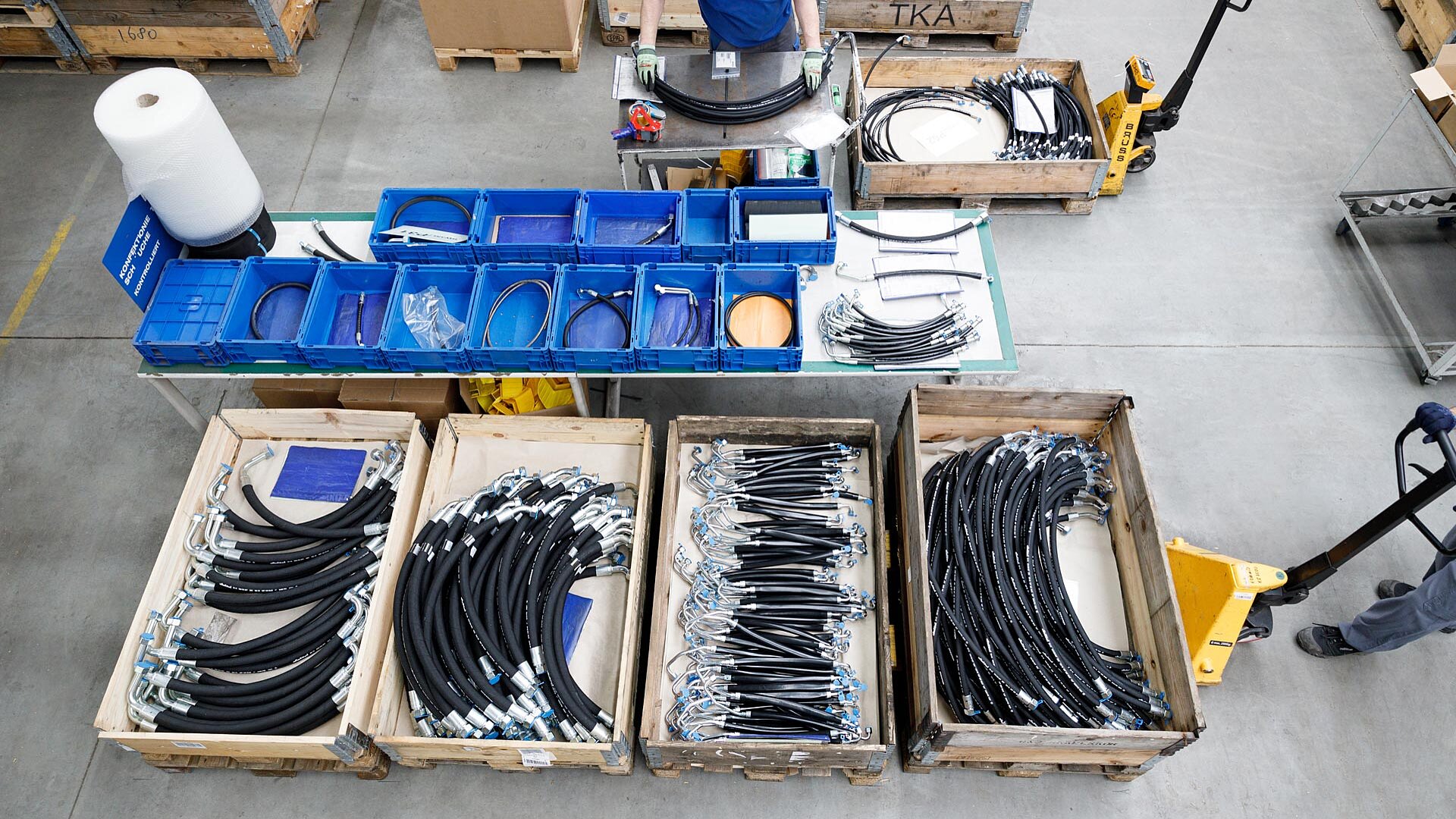 Versand packt Hydraulikschläuche ein