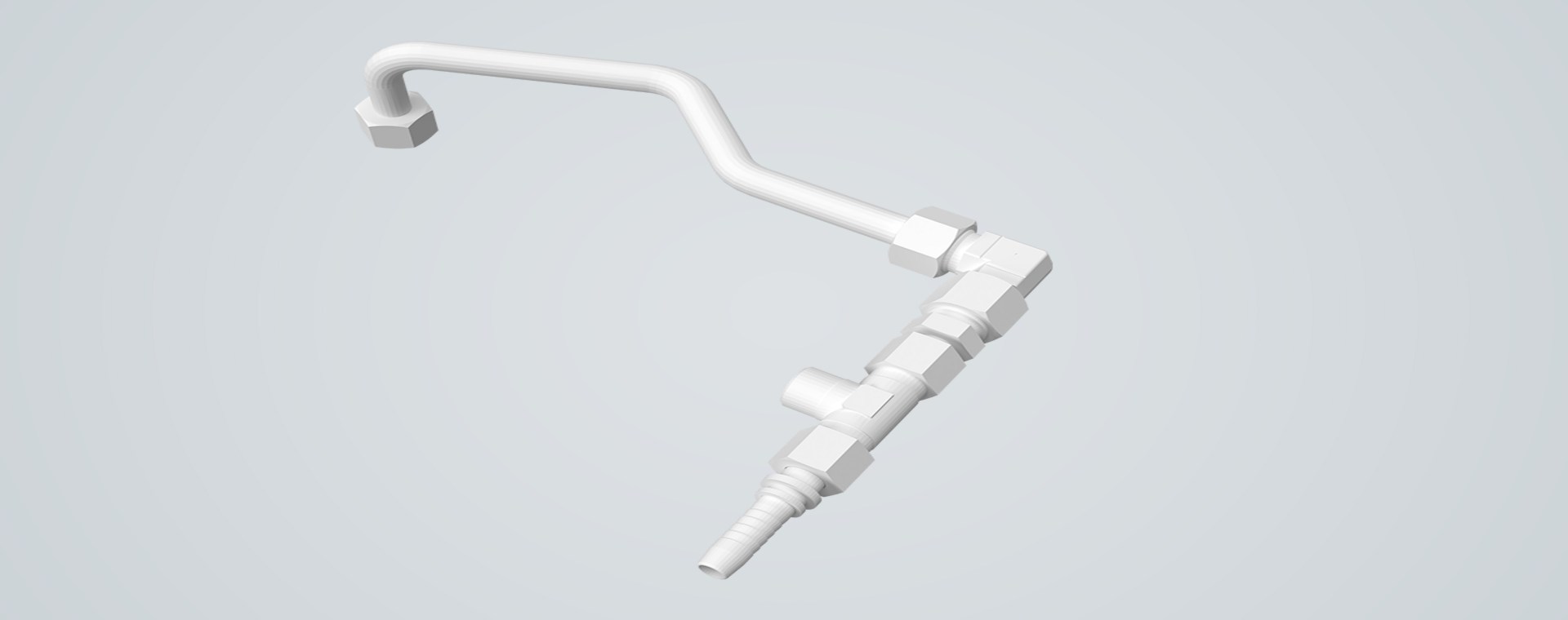 Armatur mit gebogenem Rohr Verschraubung 3D-Modell