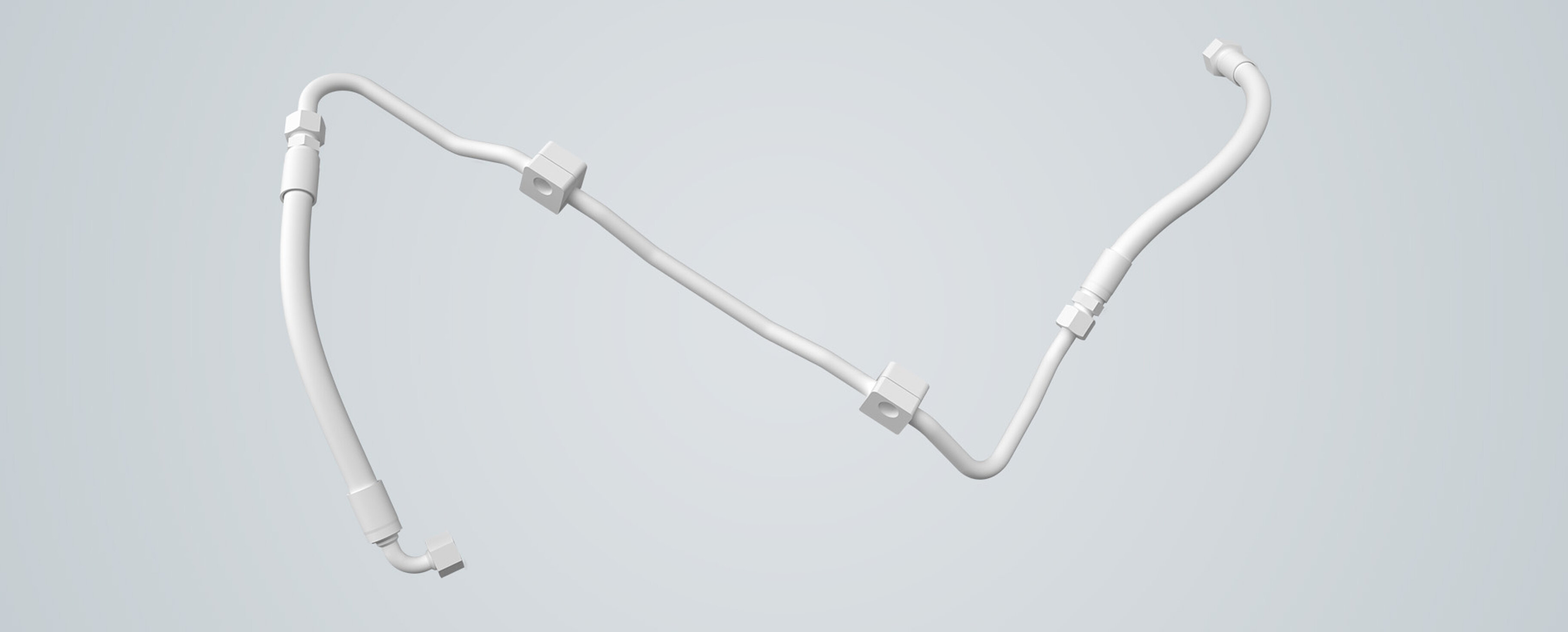 Hydrauliklösung aus 2 Hydraulikschläuchen und einem Rohr 3D-Modell
