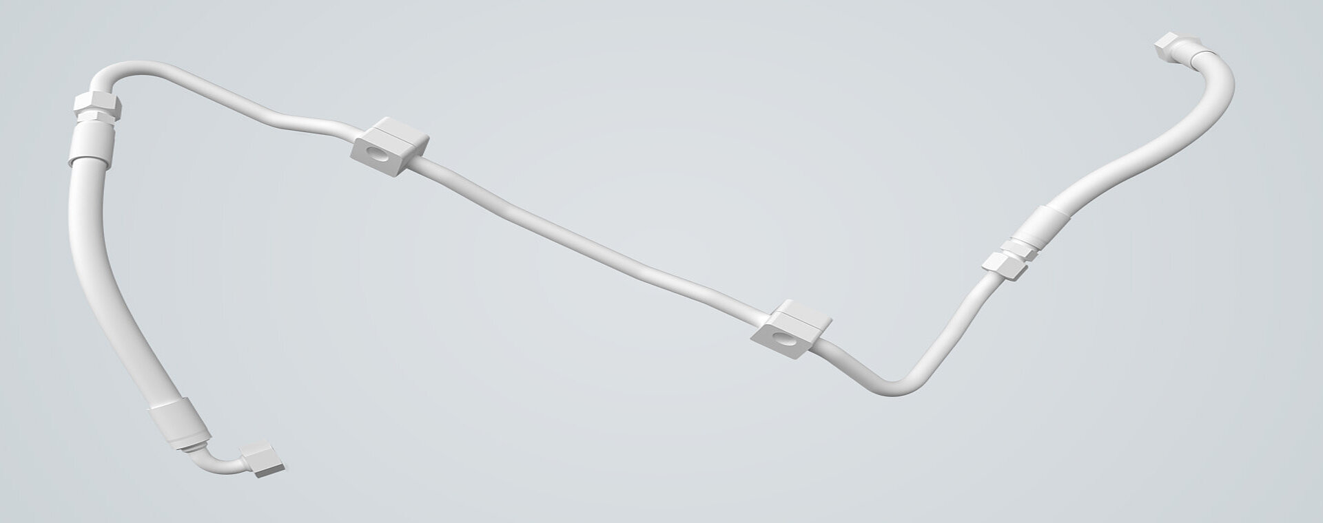 Hydrauliklösung aus 2 Hydraulikschläuchen und einem Rohr 3D-Modell