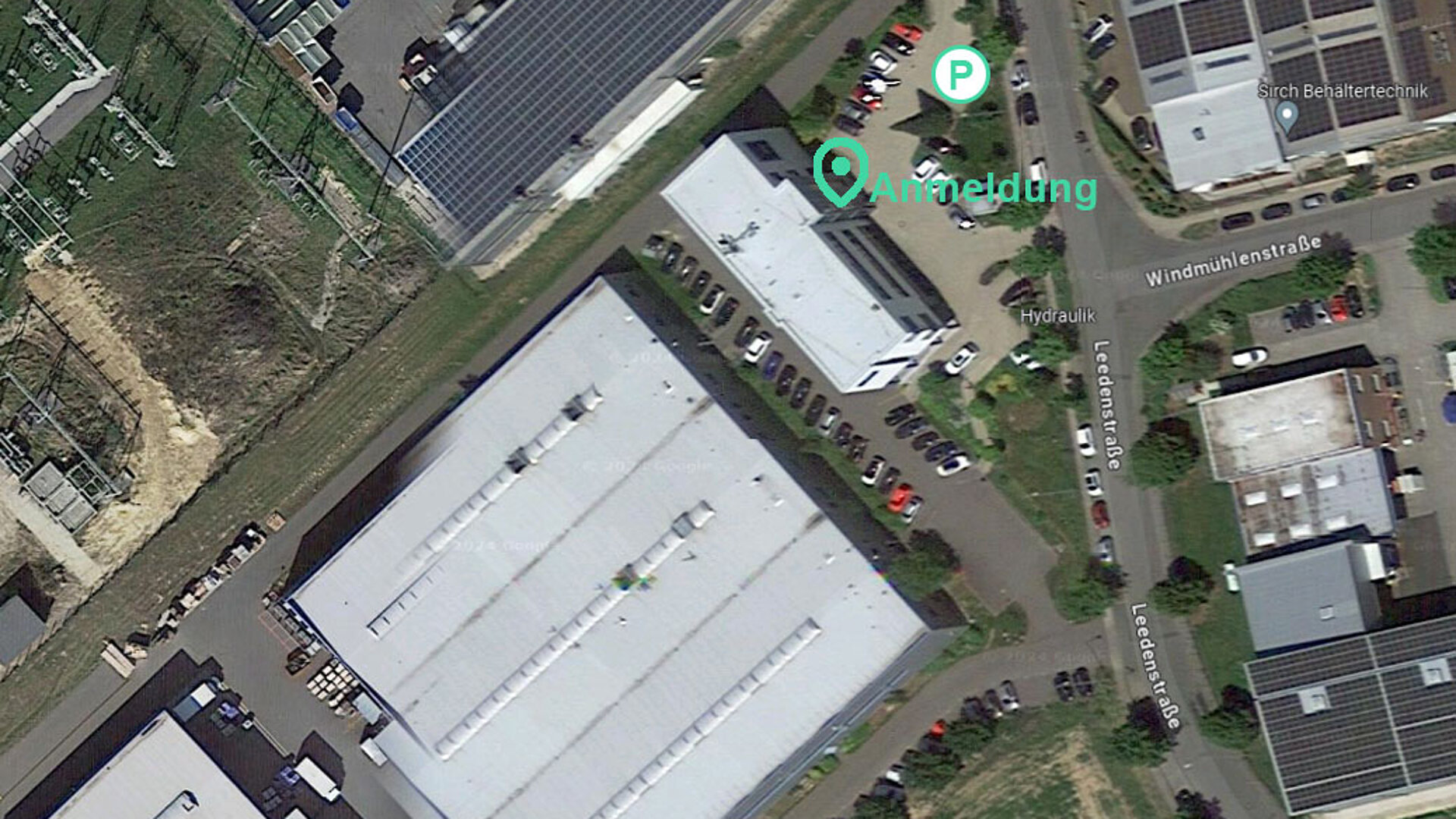 Verwaltungsgebäude, Werk 2, Werk 3 Satellitenbild