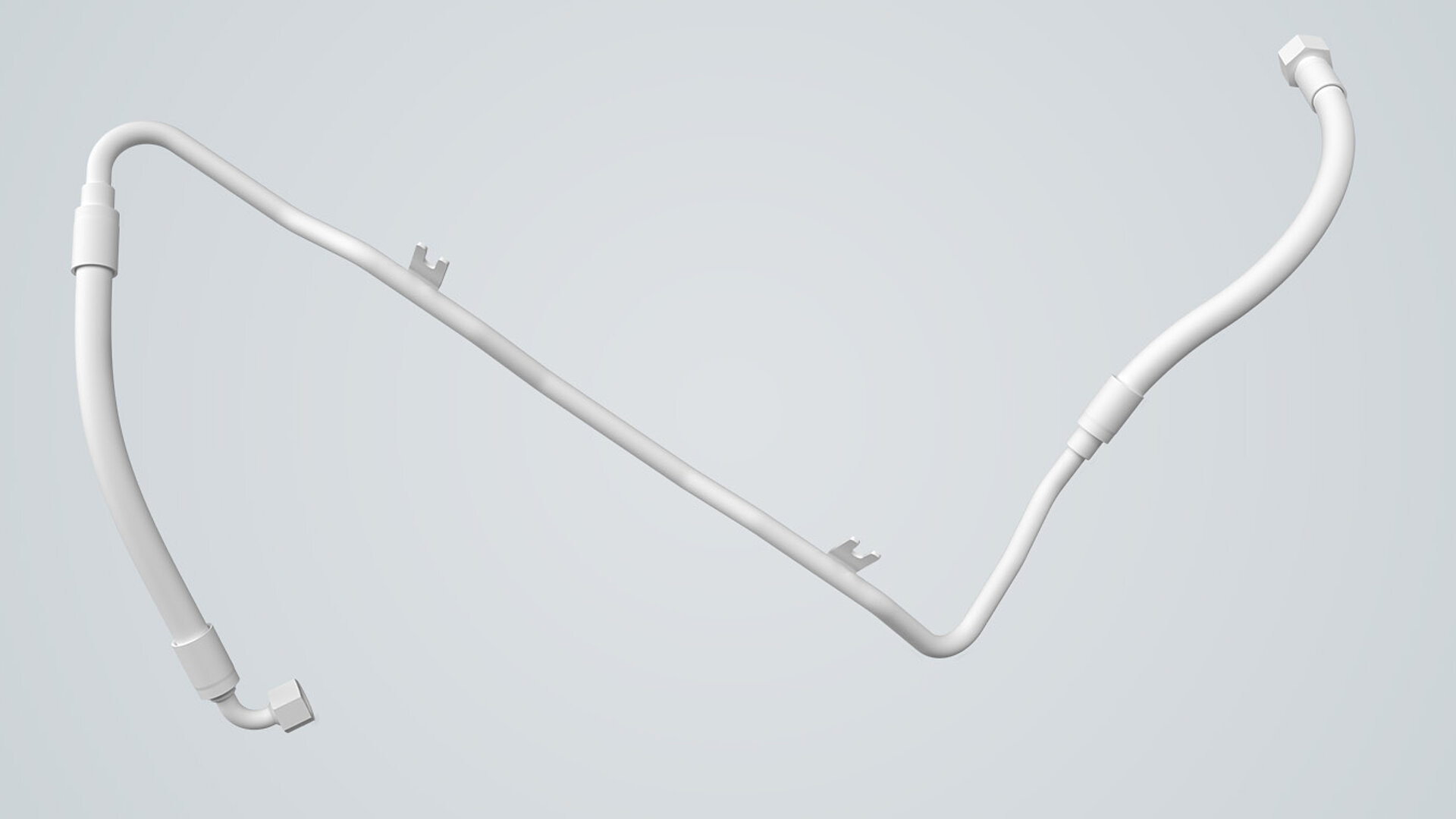 Hydrauliklösung aus 2 Hydraulikschläuchen und einem Rohr 3D-Modell