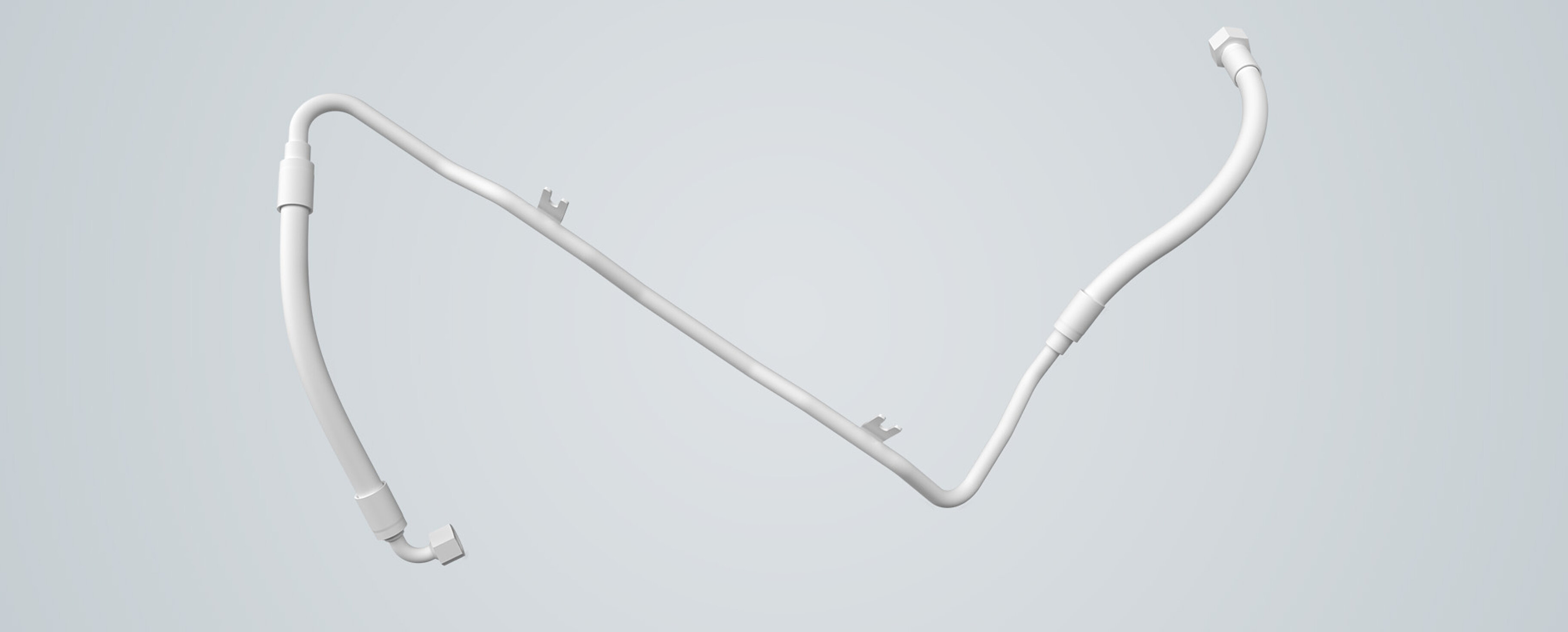 Hydrauliklösung aus 2 Hydraulikschläuchen und einem Rohr 3D-Modell