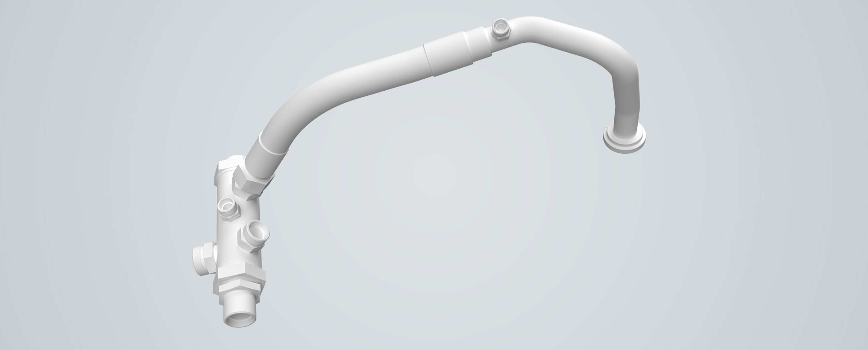 Hydraulikschlauch an Hydrauliksammler 3D-Modell