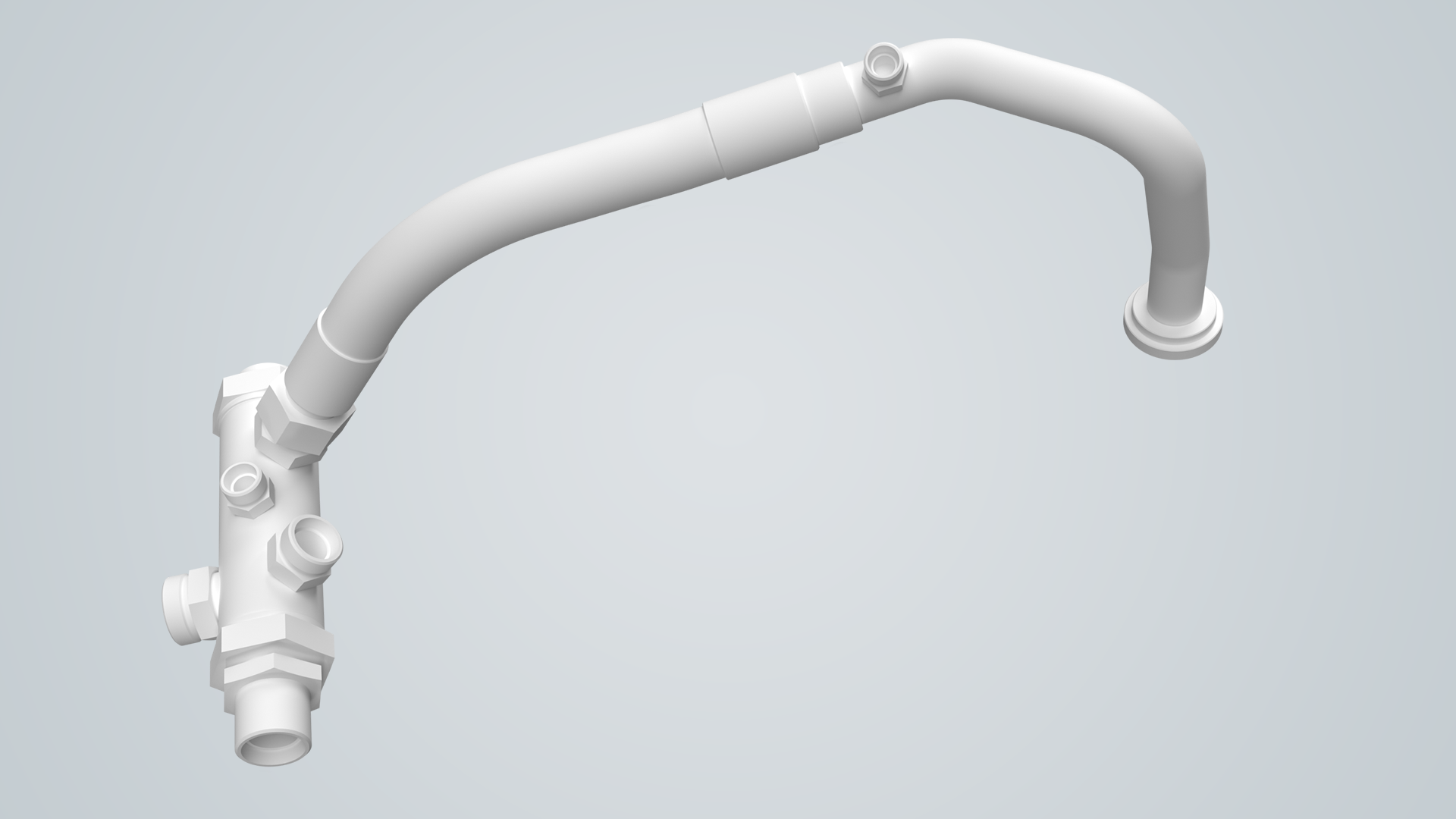 3D-Modell Hydraulikschlauch mit Verteiler