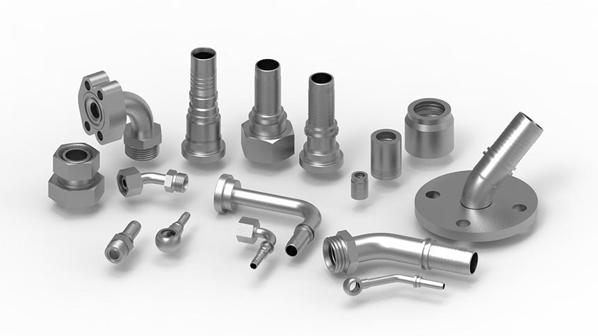 Unterschiedliche Adapter, manche mit Flansch